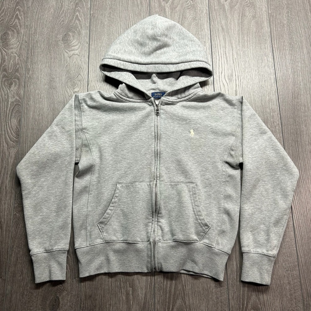Polo Ralph Lauren Mens Small Gray Full Zip Fleece Hoodie Pony Logo Prep